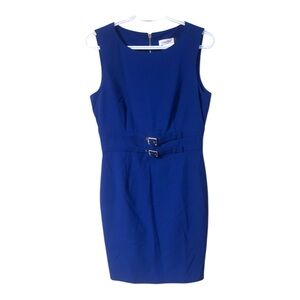 Calvin Klein Royal Blue Sleeveless Office Midi Dress